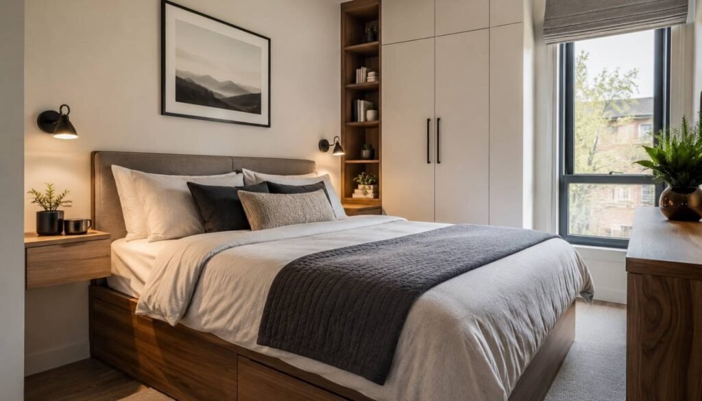 Small bedroom decorating ideas for couples with smart storage solutions