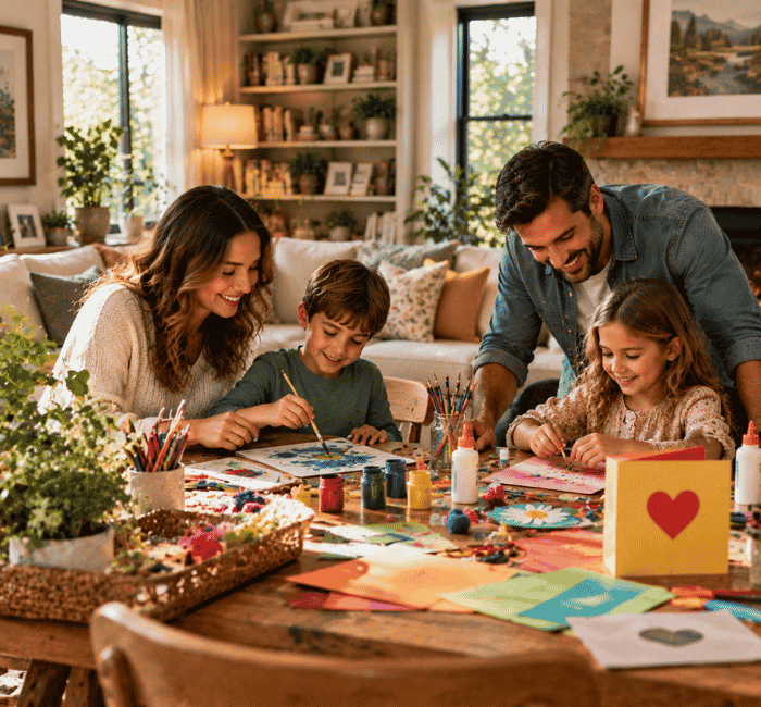 Creative indoor activities for kids at home with crafts and family interaction